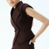Charley gestructureerde Denim-top met strik – Chocoladebruin Charley gestructureerde Denim-top met strik – Chocoladebruin