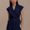 Charley gestructureerde Denim-top met strik – Indigoblauw Charley gestructureerde Denim-top met strik – Indigoblauw