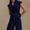 Charley gestructureerde Denim-top met strik – Indigoblauw Charley gestructureerde Denim-top met strik – Indigoblauw