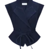 Charley gestructureerde Denim-top met strik – Indigoblauw Charley gestructureerde Denim-top met strik – Indigoblauw
