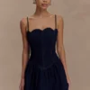 Cheyenne Scallop Denim Mini Jurk – Indigo Blue Cheyenne Scallop Denim Mini Jurk – Indigo Blue