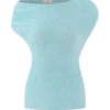 Chloe off-shoulder bouclé-gebreide top – lichtblauw Chloe off-shoulder bouclé-gebreide top – lichtblauw