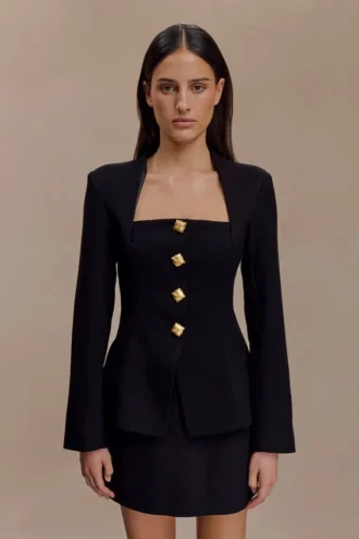 Christel Suiting getailleerde blazer – Zwart