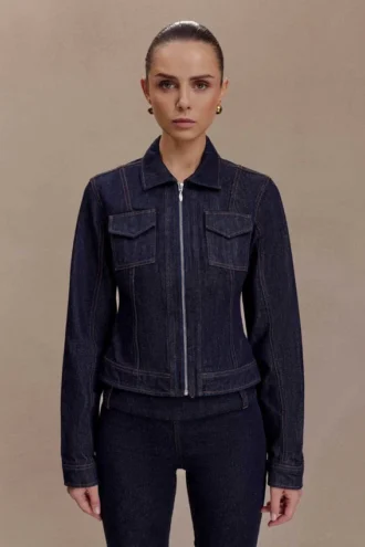 Cierra getailleerd jasje – gewassen indigo blauw