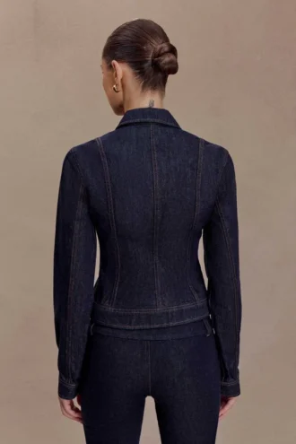 Cierra getailleerd jasje – gewassen indigo blauw