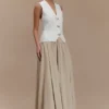 Clarence linnen A-lijn maxi-rok – naturel
