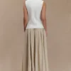 Clarence linnen A-lijn maxi-rok – naturel