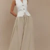 Clarence linnen A-lijn maxi-rok – naturel