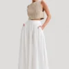 Clarence linnen A-lijn maxi-rok – Wit Clarence linnen A-lijn maxi-rok – Wit