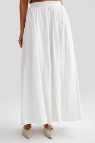 Clarence linnen A-lijn maxi-rok – Wit