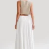 Clarence linnen A-lijn maxi-rok – Wit Clarence linnen A-lijn maxi-rok – Wit