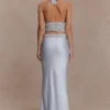 Clementine chiffon handgeborduurde maxi-rok – lichtblauw Clementine chiffon handgeborduurde maxi-rok – lichtblauw
