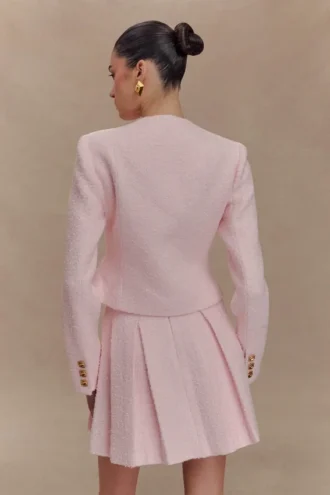 Cleo bouclé minirok – poederroze