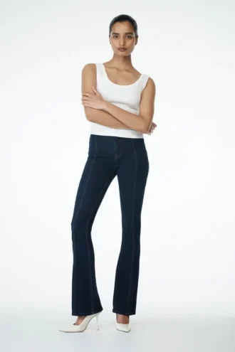 Clio flared jeans met panelen – Indigo Blue