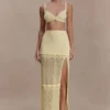 Coleene Pointelle gebreide maxi-rok – Lemon Coleene Pointelle gebreide maxi-rok – Lemon