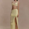 Coleene Pointelle gebreide maxi-rok – Lemon Coleene Pointelle gebreide maxi-rok – Lemon