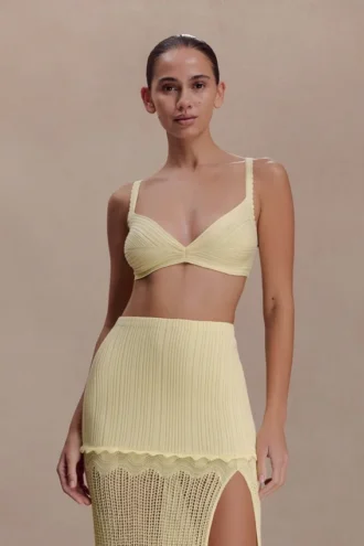 Coleene Pointelle-gebreide top – Lemon