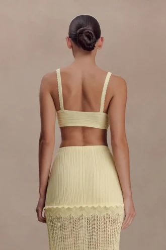 Coleene Pointelle-gebreide top – Lemon