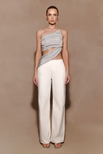 Corah Lurex Drape Knit Top – Zilver