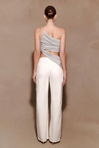 Corah Lurex Drape Knit Top – Zilver