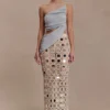 Noel midi-rok van spiegelbreisel – Beige Noel midi-rok van spiegelbreisel – Beige