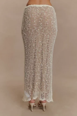 Cordelia gebreide maxi-rok – ivoor