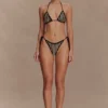 Corrie gehaakt bikini-broekje met strik – Zwart en neutrale strepen