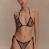 Corrie gehaakt bikini-broekje met strik – Zwart en neutrale strepen