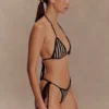 Corrie gehaakt bikini-broekje met strik – Zwart en neutrale strepen