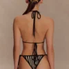 Corrie gehaakt bikini-broekje met strik – Zwart en neutrale strepen