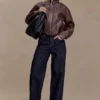 Curtis bomberjack van imitatieleer – donkerbruin Curtis bomberjack van imitatieleer – donkerbruin
