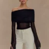 Dahlia top met één schouder – Zwart Dahlia top met één schouder – Zwart