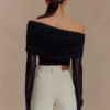 Dahlia top met één schouder – Zwart Dahlia top met één schouder – Zwart