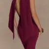 Darby gebreide sjaal-maxi-jurk – Merlot