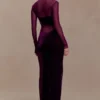 Davina fluwelen en mesh maxi-jurk – paars