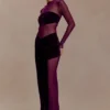 Davina fluwelen en mesh maxi-jurk – paars
