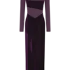Davina fluwelen en mesh maxi-jurk – paars