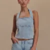 Dayna Denim Haltertop – Lichtblauw Dayna Denim Haltertop – Lichtblauw