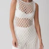 Devlin mini-jurk met macramé-kwastjes – ivoor