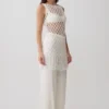 Devlin mini-jurk met macramé-kwastjes – ivoor