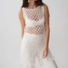 Devlin mini-jurk met macramé-kwastjes – ivoor