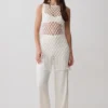 Devlin mini-jurk met macramé-kwastjes – ivoor