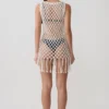 Devlin mini-jurk met macramé-kwastjes – ivoor