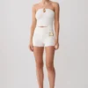 Dimitri mini-gebreide Shorts met riem – ivoor Dimitri mini-gebreide Shorts met riem – ivoor