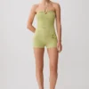 Dimitri mini-gebreide Shorts met riem – licht olijfgroen Dimitri mini-gebreide Shorts met riem – licht olijfgroen