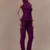 Diya geribde broek met hoge taille en draadzoom – Pruim Diya geribde broek met hoge taille en draadzoom – Pruim
