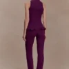 Diya geribde broek met hoge taille en draadzoom – Pruim Diya geribde broek met hoge taille en draadzoom – Pruim