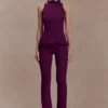 Diya geribde broek met hoge taille en draadzoom – Pruim Diya geribde broek met hoge taille en draadzoom – Pruim