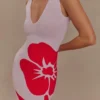 Dorothy gebreide mini-jurk met print – rode Deco Fleur-print Dorothy gebreide mini-jurk met print – rode Deco Fleur-print