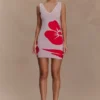 Dorothy gebreide mini-jurk met print – rode Deco Fleur-print Dorothy gebreide mini-jurk met print – rode Deco Fleur-print